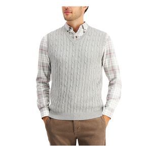 CLUBROOM Mens Gray Heather Sleeveless V Neck Sweater Vest M